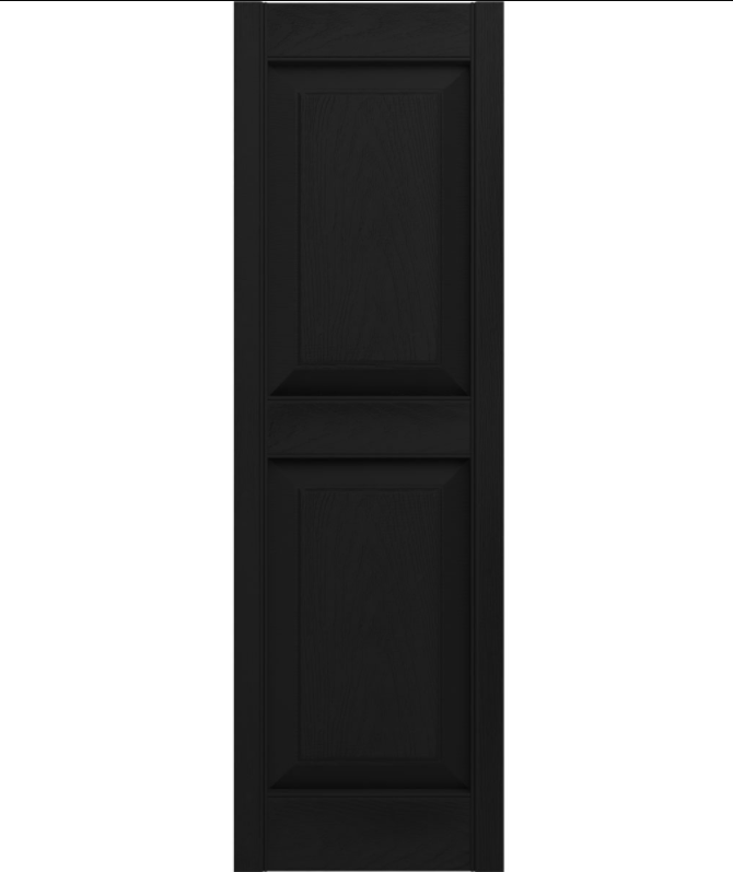 12"W x 51"H Standard Two Raised Panel Shutters- 002 - Black