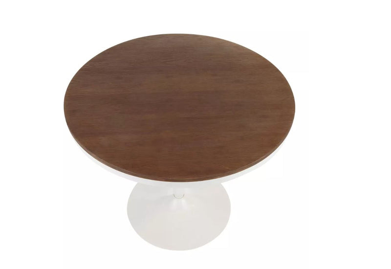 36" Dakota Industrial Round Dining Table - White/Brown