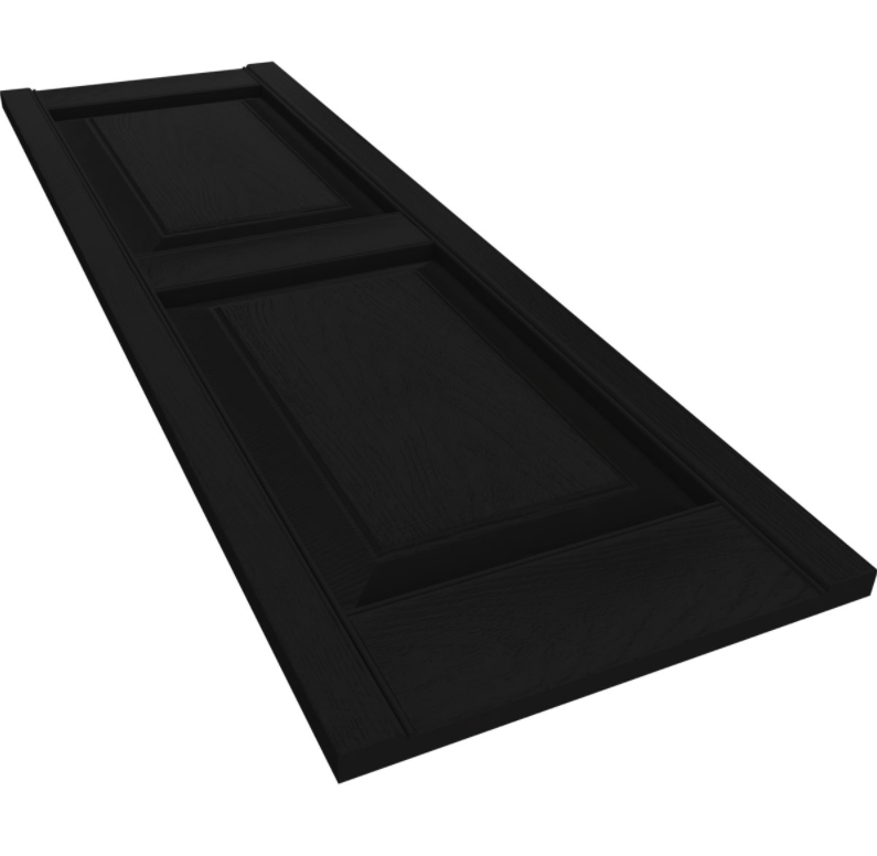 12"W x 51"H Standard Two Raised Panel Shutters- 002 - Black