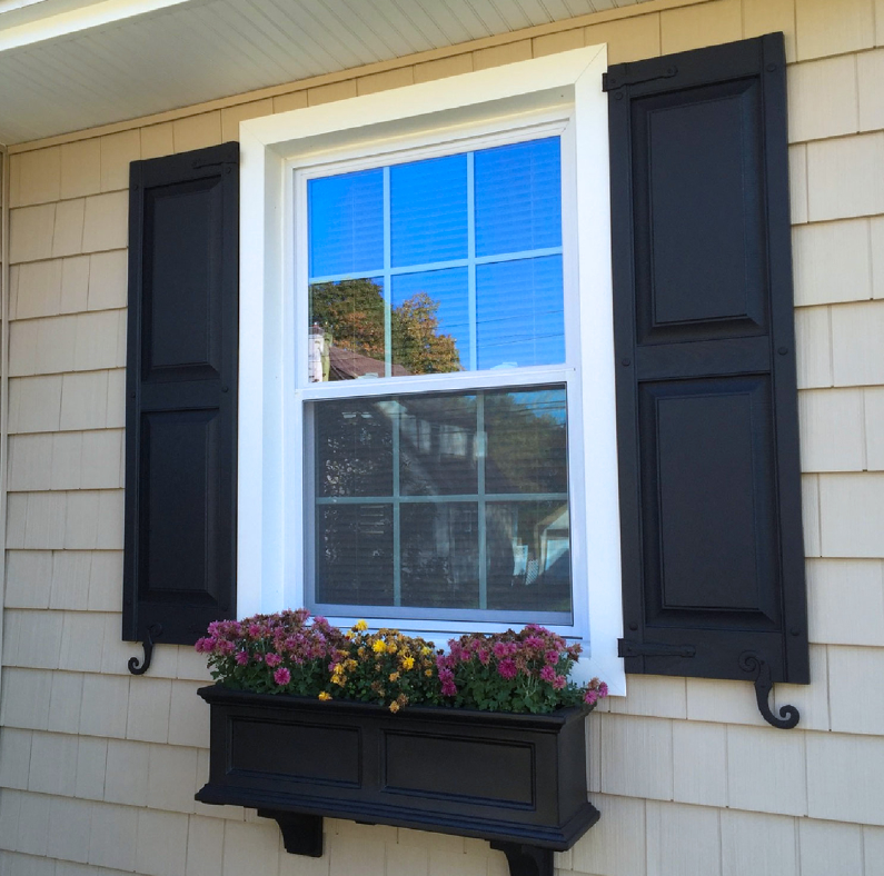 12"W x 51"H Standard Two Raised Panel Shutters- 002 - Black