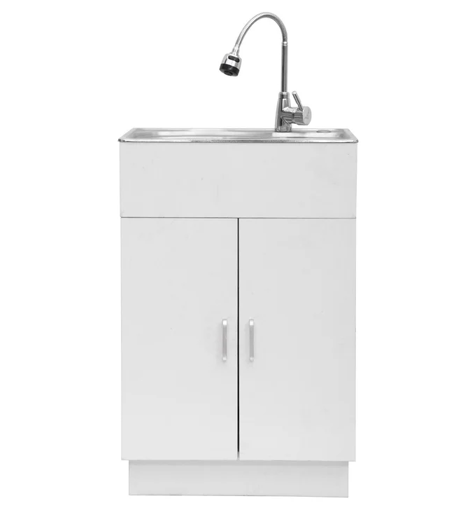 All-In-One Laundry/Utility Sink Kit, White/Stainless Steel With Faucet