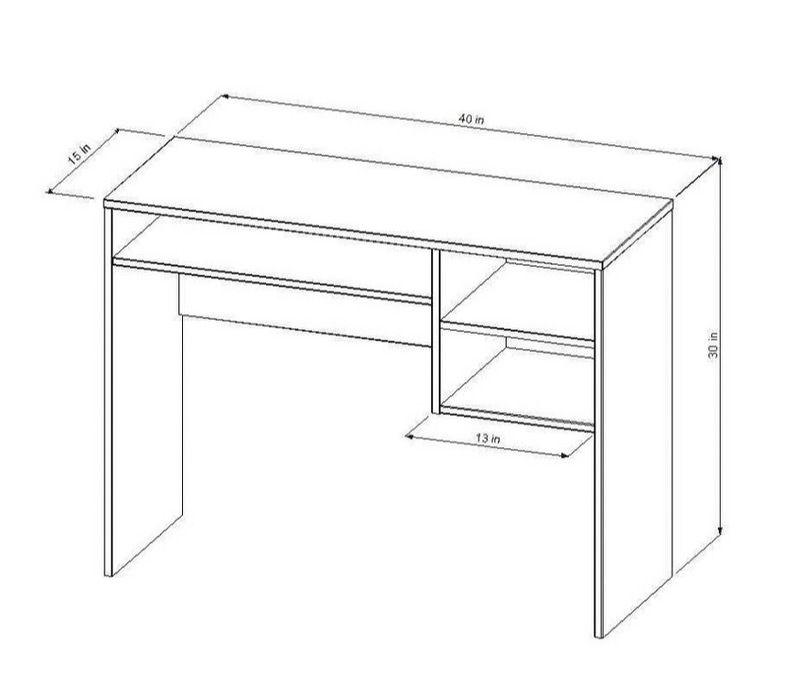 Student Writing Desk with Storage - White