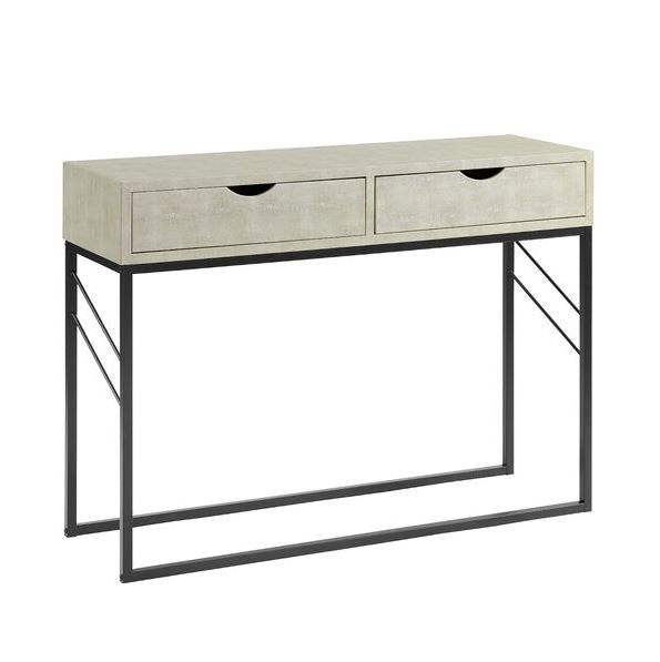 2-Drawer Faux Shagreen Entry Table - Off White