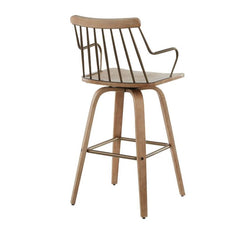 Preston Counter Height Barstool - White Washed/Antiqued Copper