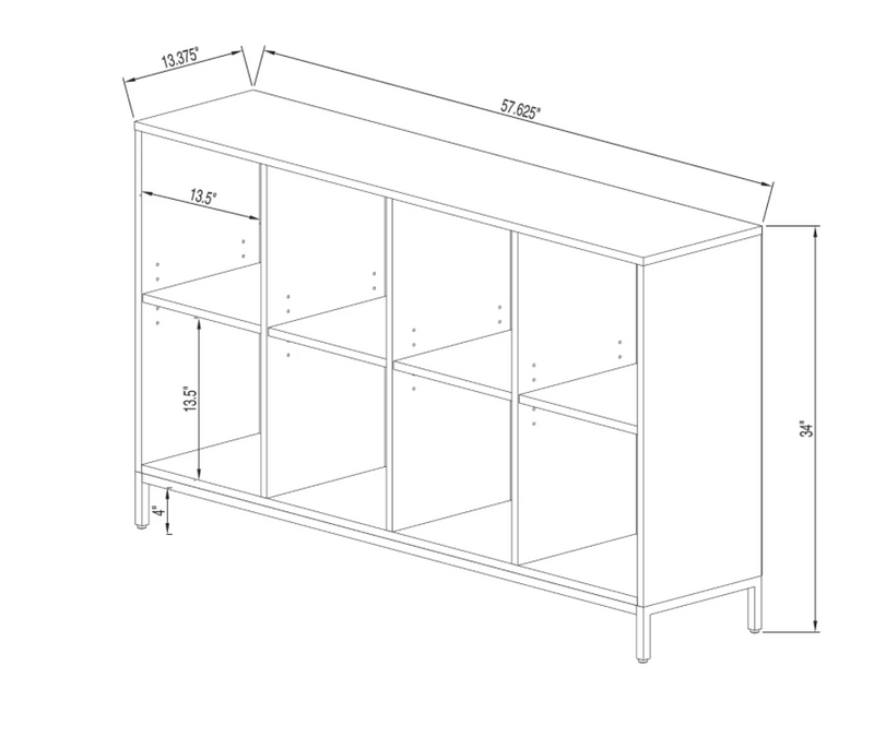 34" Loring 8 Cube Bookcase Vintage Oak Wichita Home Outlet