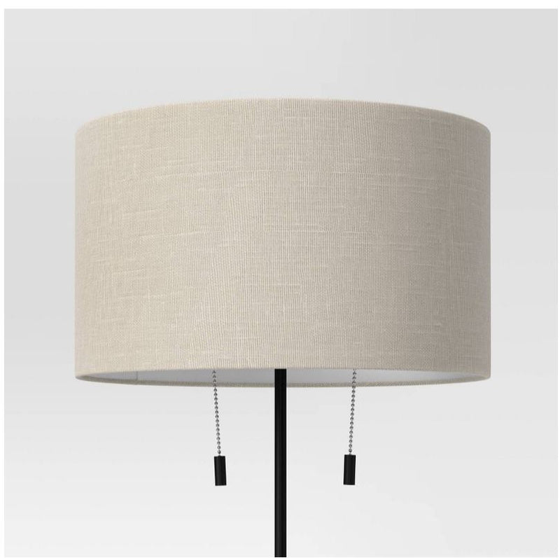 Cut Off Base Floor Lamp - Black/Brown Metal/Wood