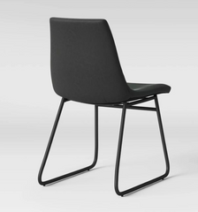 Bowden Faux Leather and Metal Dining Chair- Dark Grey