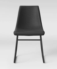 Bowden Faux Leather and Metal Dining Chair- Dark Grey