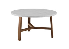 Emerson Coffee Table - Pecan/Faux Marble
