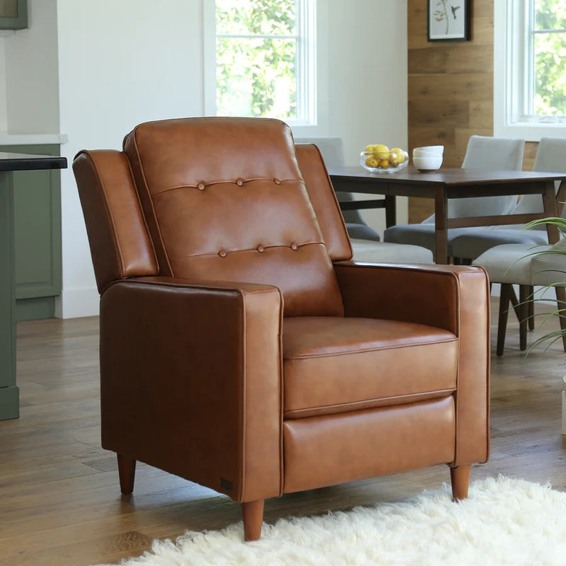 Holloway Mid-Century Leather Recliner - Camel