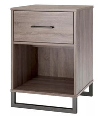 Mixed Material Nightstand - Gray