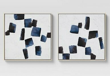 20" x 20" Blue Squares Framed Wall Canvas (Set of 2)