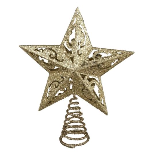 Kurt Adler 8-Inch Gold Glittered 5 Point Star Treetop